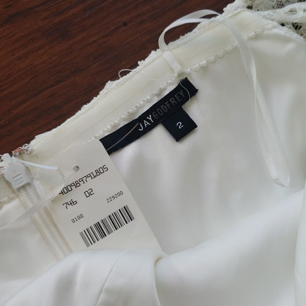 Jay Godfrey Cream Eyelet Feminine Lace Fairy Bride Cottagecore Maxi Dress Size 2 - Picture 5 of 10